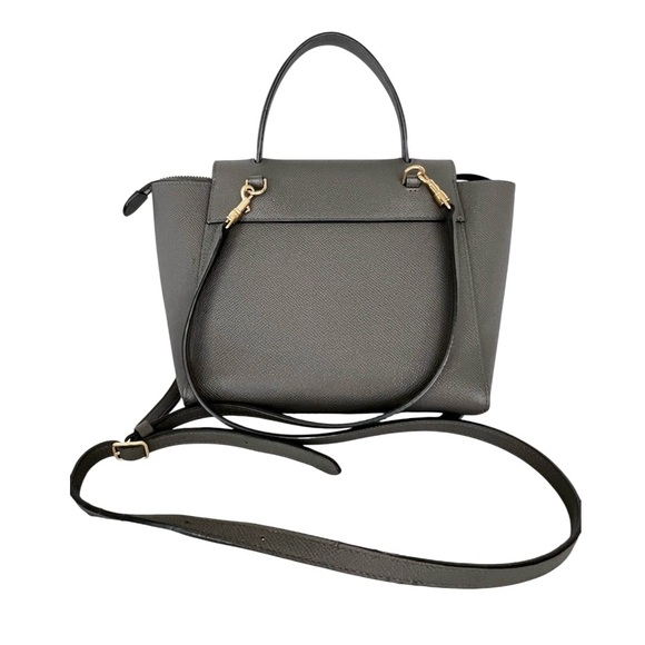 CELINE NANO BELT BAG Grained Calfskin Gray Antique Gold-Tone Metal Crossbody Bag - Picture 3 of 16
